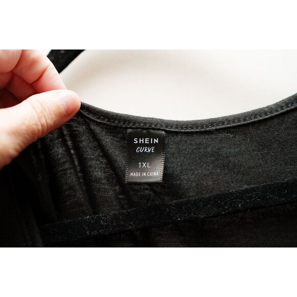 Womens Black sleeveless dress button up pockets Shein curve Plus 1XL - Picture 2 of 7